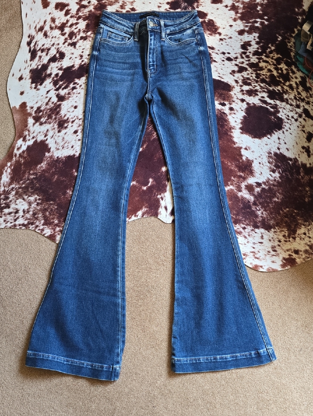 Flying Monkey Women’s Dark Blue Flare/wide Jeans 26 Longs